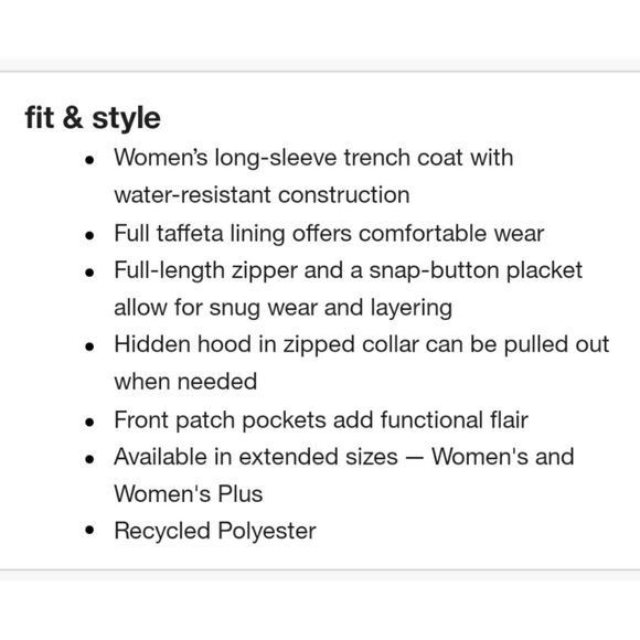 NWT Women's Rain Resistant Trench Coat - XL - Picture 6 of 9